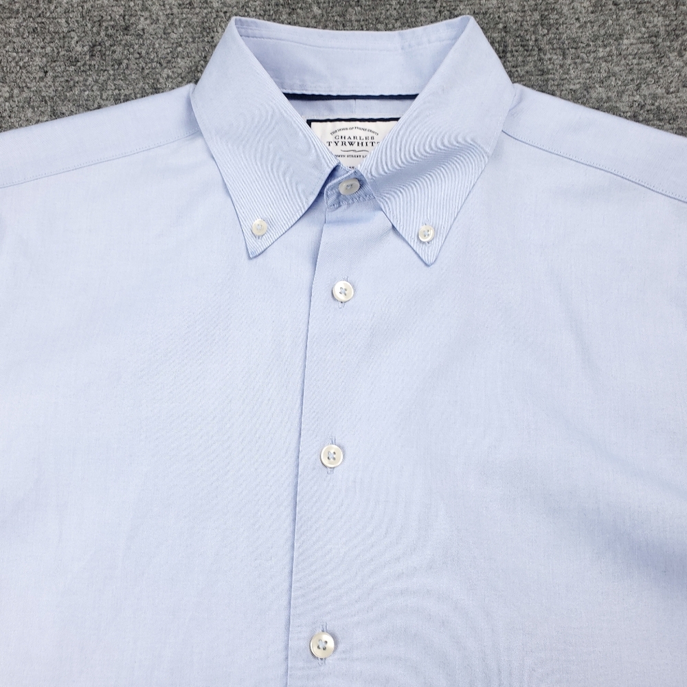 Charles Tyrwhitt Dress Shirt Mens 16 35 Non Iron Classic Fit Light Blue Business - Picture 5 of 9